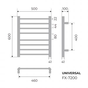 "UNIVERSAL" Полотенцесушитель электрический 600х500 FX-7200B черный